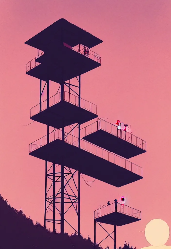 Prompt: by moebius and atey ghailan fire tower |