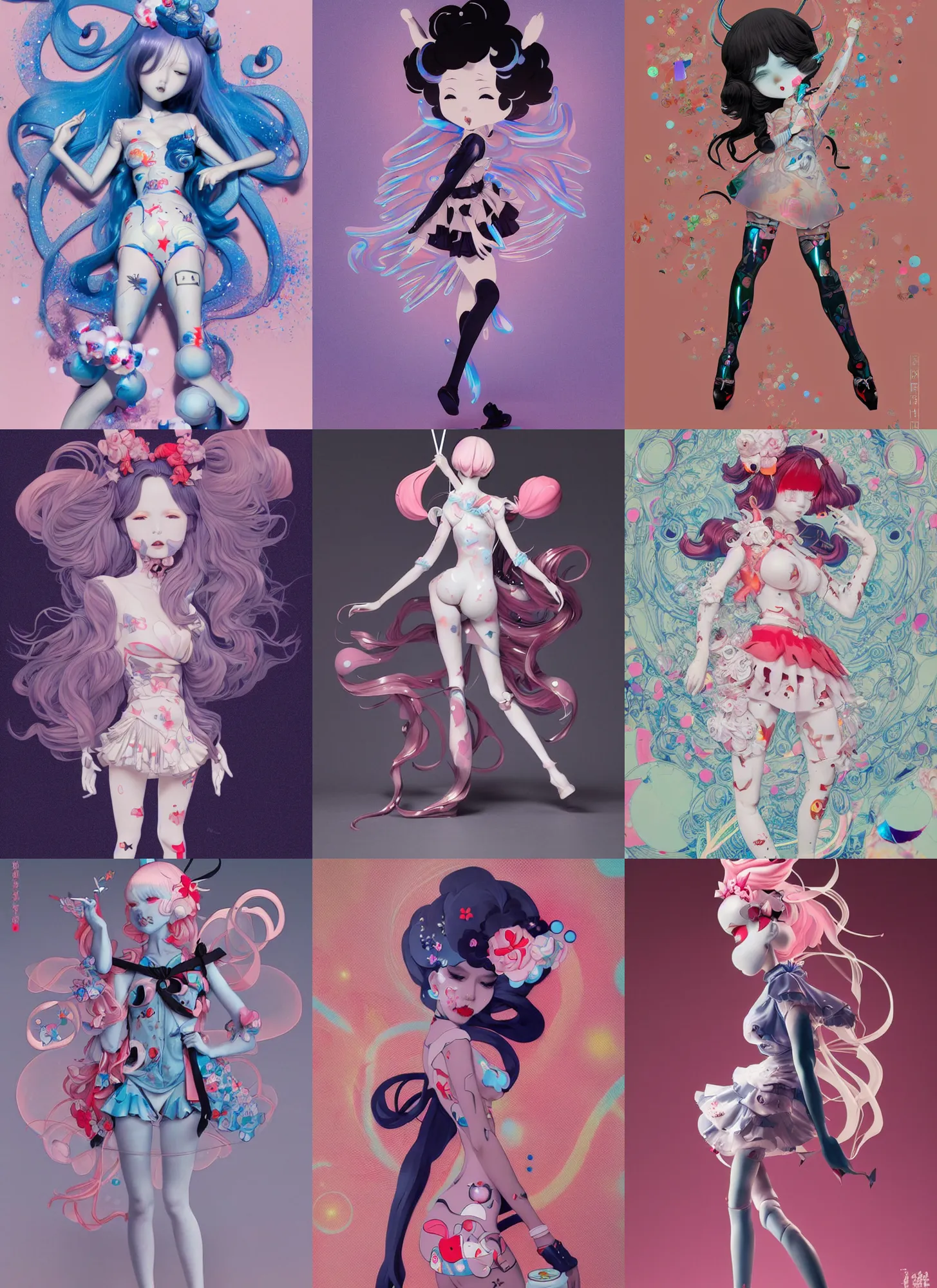 Prompt: james jean isolated vinyl figure voluptuous harajuku magical girl character design, figure photography, dynamic pose, holographic undertones, best design, glitter accents on figure, anime stylized, sharp focus, accurate fictional proportions, high delicate defined details, ethereal lighting