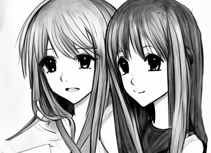 Image similar to Cute girl anime sketch, detailed, black and white