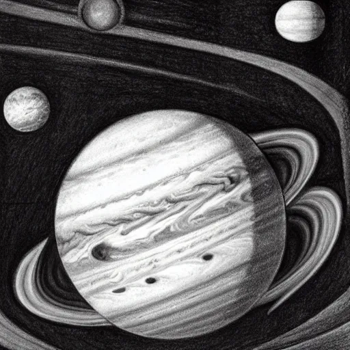 Prompt: a drawing of jupiter is the style of leonardo da vinci