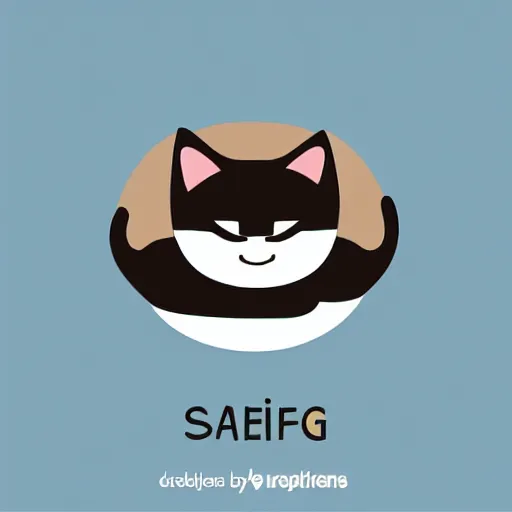 Prompt: sleeping cat modern flat design style illustration with line elements,