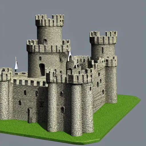 Prompt: 3d model of a castle, 3d model