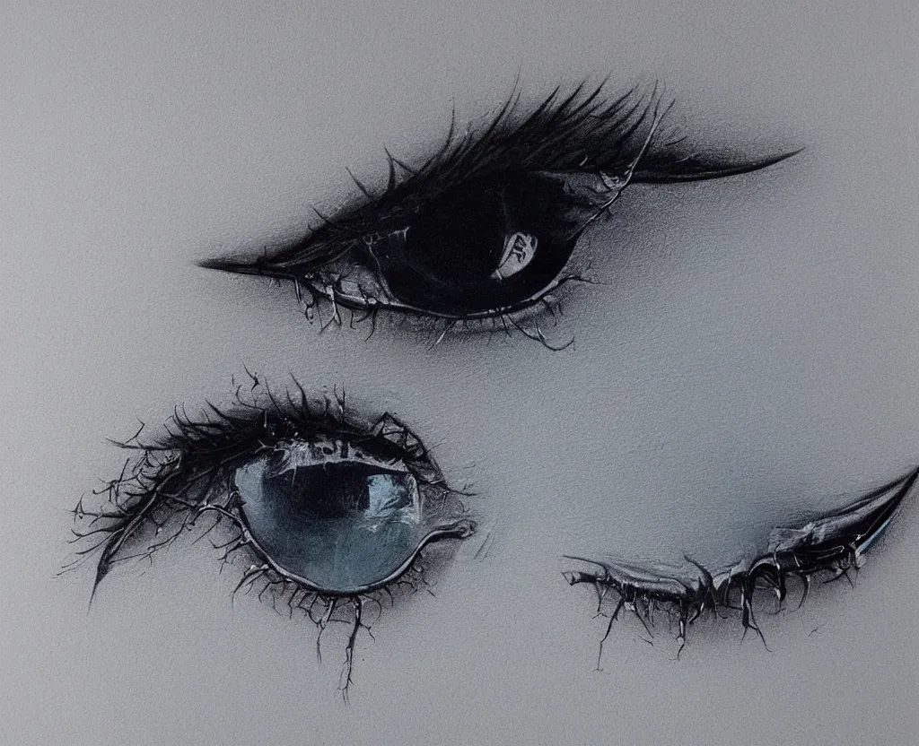 Prompt: realistic and detailed soft airbrush of a glossy tear dripping on a white background, inspired by 8 0 s airbrush illustrations, art by pater sato