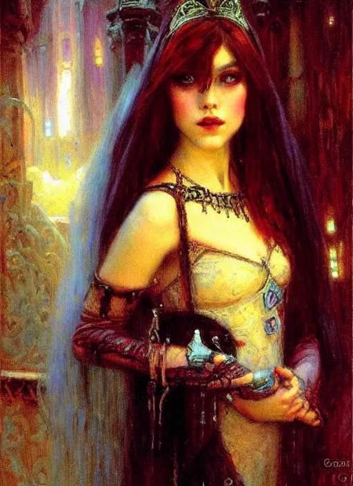 Image similar to gothic princess portrait. by gaston bussiere