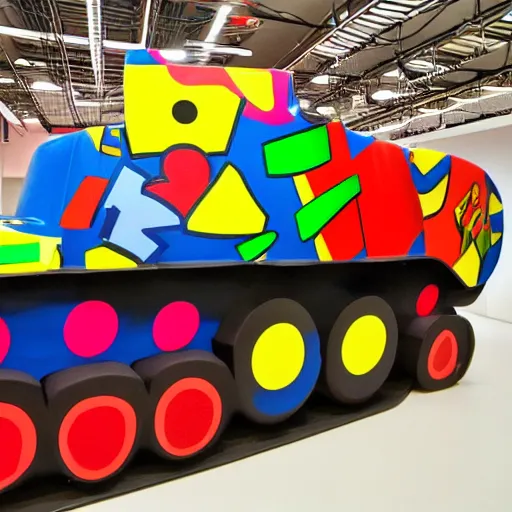 Image similar to war tank made of candy, by romero britto