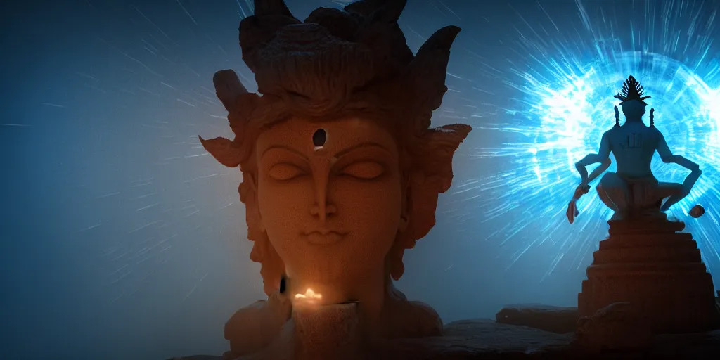 Image similar to 8 k uhd shiva the destroyer, volumetric lighting