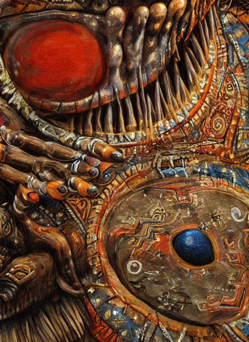 Prompt: a painting of shamanic drums , close up, matte painting, highly detailed, fantasy art