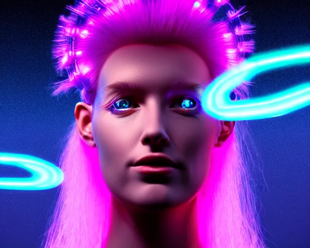 Image similar to glowing hair, complex cybernetic beings, beautiful hairy humanoids, cybermagnetosphere, cybernetic civilizations, ornate hair, love, joy, vortexes, large arrays, data holograms, 8 k, cinematic light shadows, wet hdr refractions, *, * * *, * * * * *