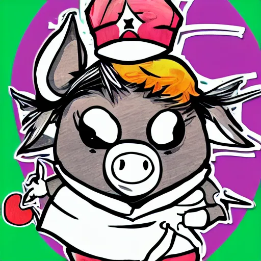 Prompt: manga pig