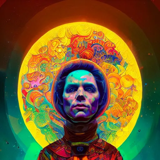 Prompt: An extremely psychedelic experience, colorful, surreal, 🍄dramatic lighting, cosmonaut, LSD, face, detailed, intricate, elegant, highly detailed, digital painting, artstation, concept art, smooth, sharp focus, illustration, art by Sam Spratt, Dan Mumford, Artem Demura and Alphonse Mucha