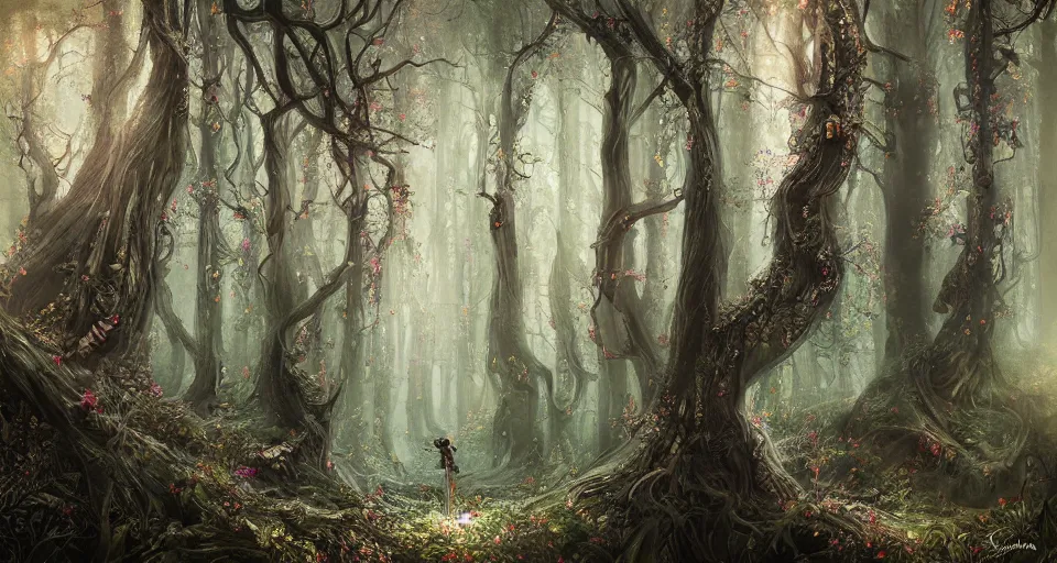 Image similar to Enchanted and magic forest, by Sam Spratt