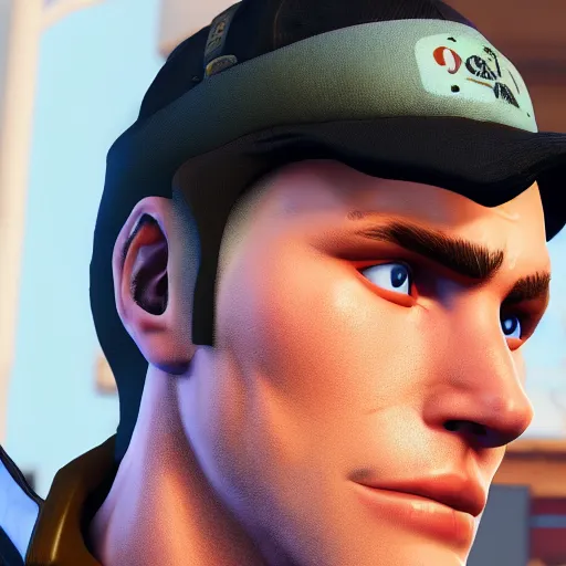 Prompt: jerma985 in overwatch, close-up, tight shot, portrait, unreal engine, in game screenshot, high definition, detailed