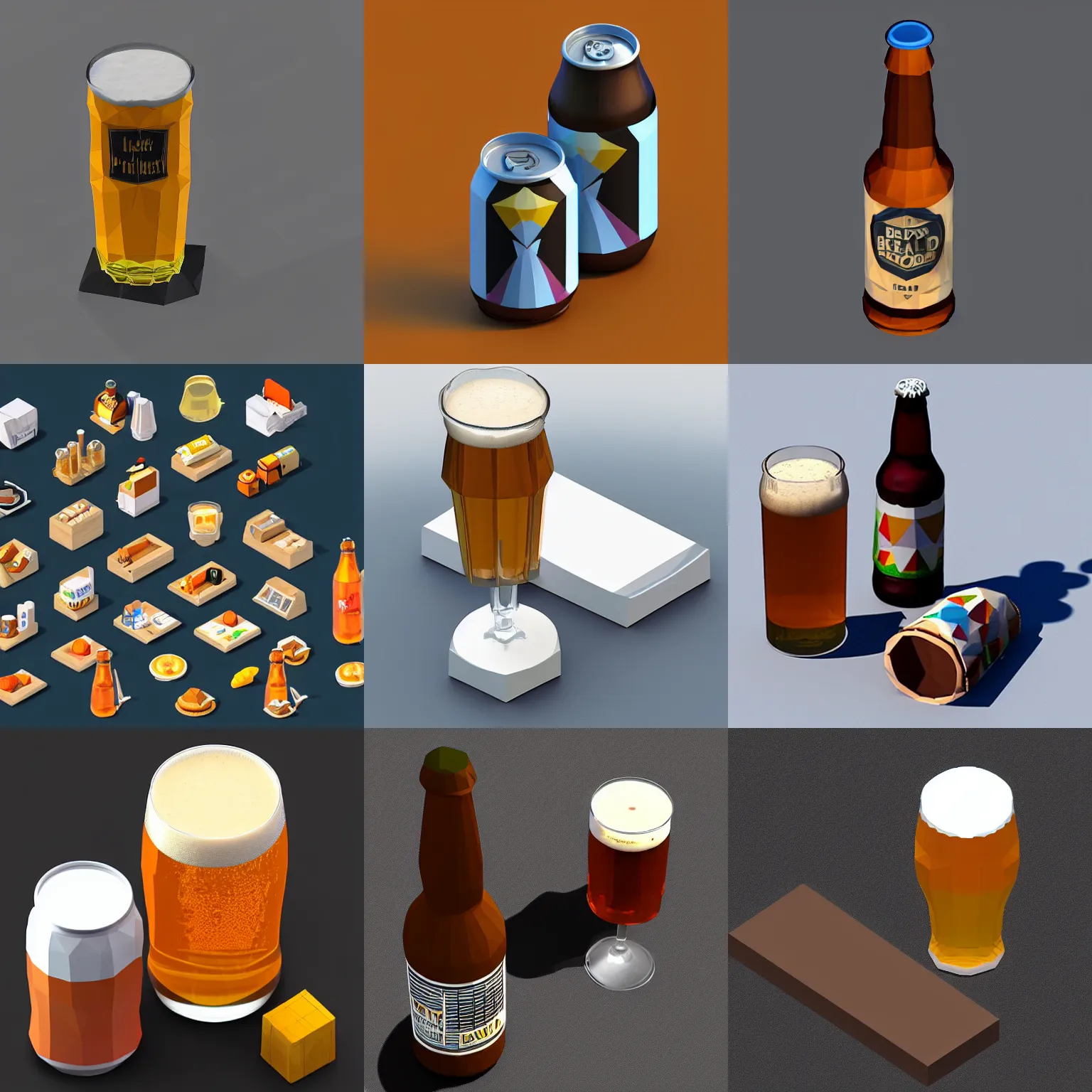 Prompt: isometric low poly 3 d beer