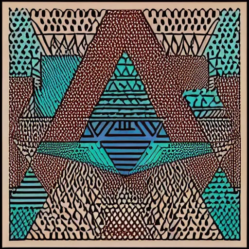 Image similar to “geometrically incomprehensible surreal order of triangles, extremely high detail, photorealistic, intricate line drawings, painted triangles, dotart, album art in the style of James Jean”