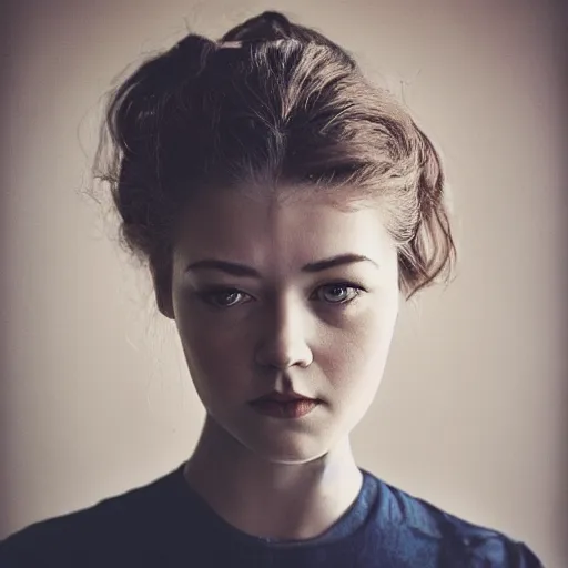 Prompt: a masterpiece portrait photo of a beautiful young woman who looks like an icelandic mary elizabeth winstead, symmetrical face