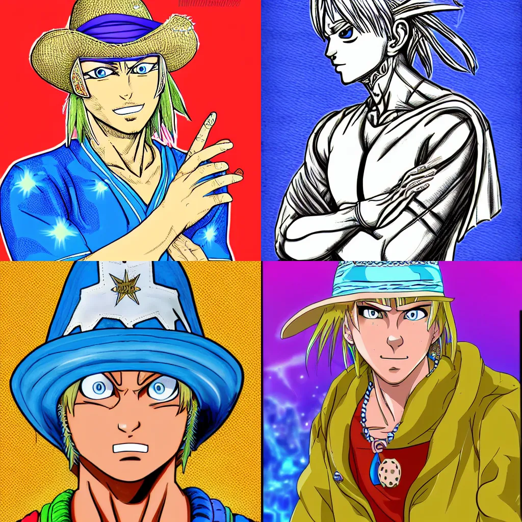 Prompt: johnny joestar, accurate anatomy, highly detailed, digital art, centered, portrait, colored vibrantly, in the style of Akira toriyama