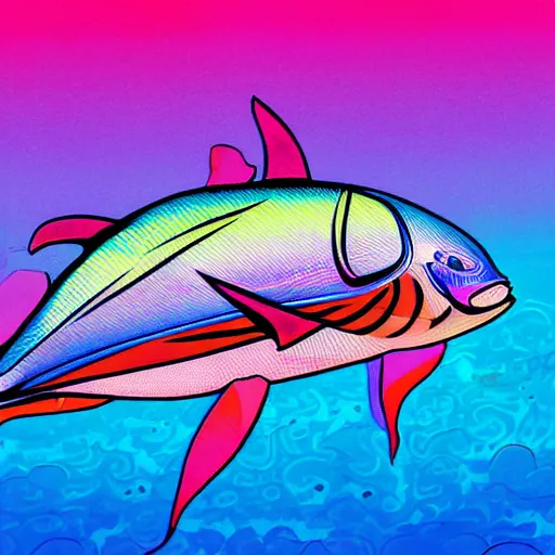 Image similar to psychedelic tuna fish, trending on artstation