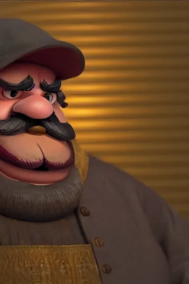 Image similar to very very intricate photorealistic photo of wario with a w on his hat in an episode of game of thrones, photo is in focus with detailed atmospheric lighting, award - winning details