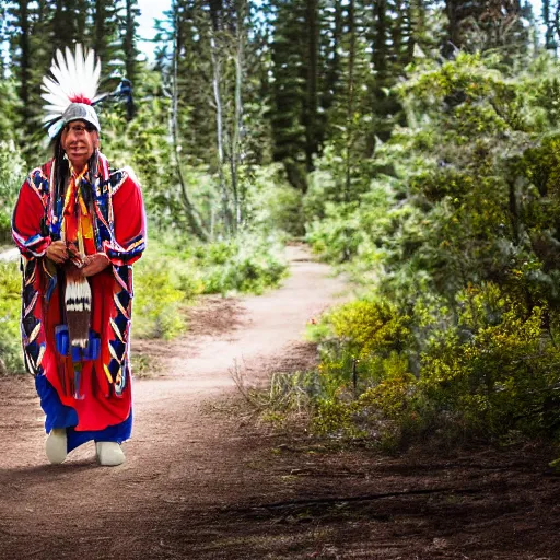 Prompt: native american indigenous man wearin traditional clothing, in a walk cycle on a white studio baclground