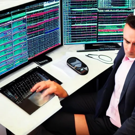 Prompt: a day trader who just suffered max loss