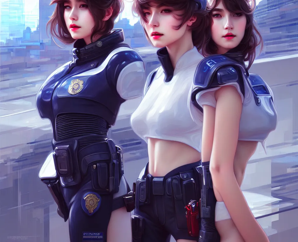 Image similar to portrait futuristic police uniform girl, at future sau paulo neon light rooftop, ssci - fi and fantasy, intricate and very very beautiful and elegant, highly detailed, digital painting, artstation, concept art, smooth and sharp focus, illustration, art by tan zi and ayanamikodon and alphonse mucha and wlop