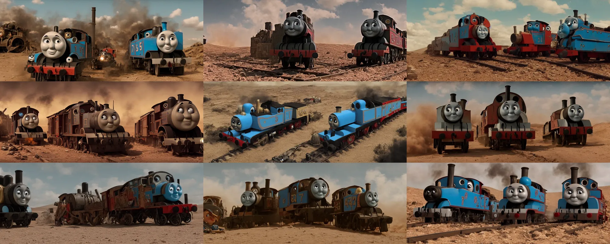 Image similar to still frame of Thomas the Tank Engine in MAD MAX: FURY ROAD (2015)