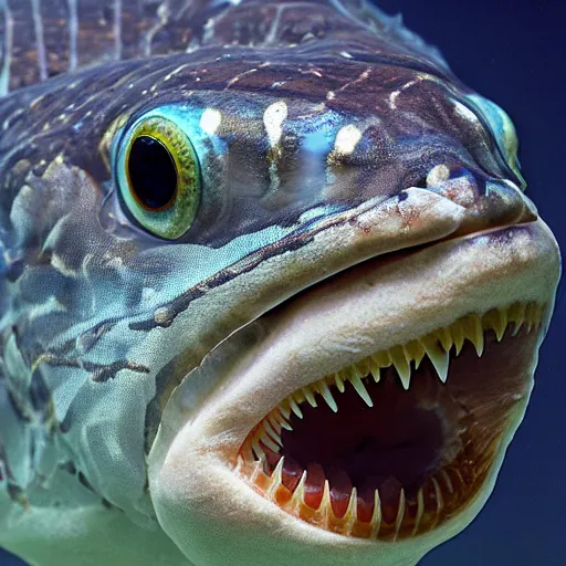 Image similar to man with viperfish face