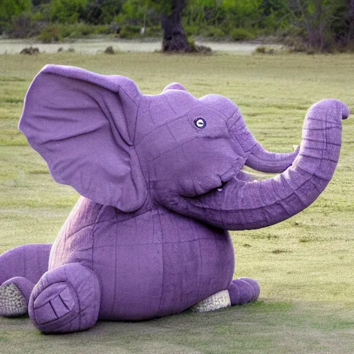 Prompt: alligator hugging purple elephant