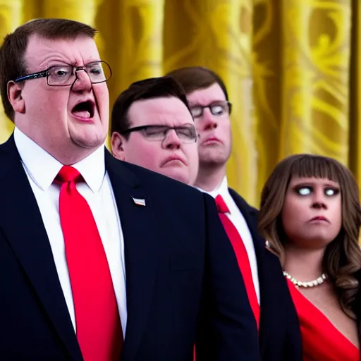 Image similar to peter griffin being sworn into the white house, realistic, beautiful composition, sharp focus, sharp focus