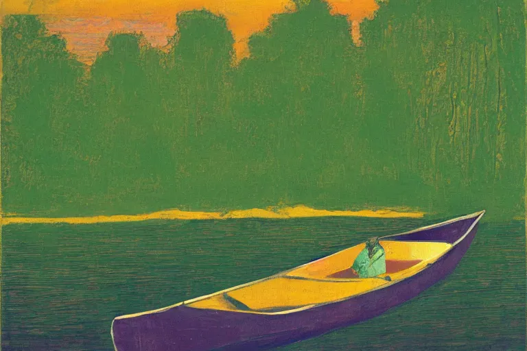 Image similar to a canoe on a river by peter doig