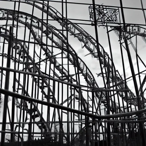 Prompt: a roller coaster that runs through the White House