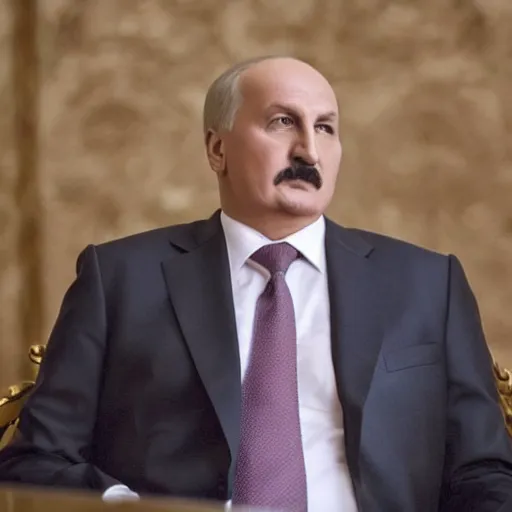 Prompt: Alexander Lukashenko as the American Psycho, cinematic still