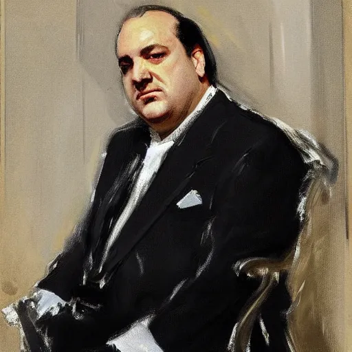 Image similar to tony soprano portrait by john singer sargent, super detailed