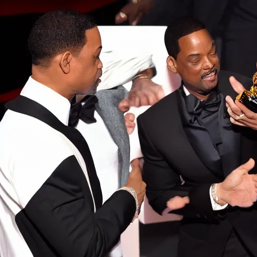 Prompt: will smith slapping chris rock at oscars 4k