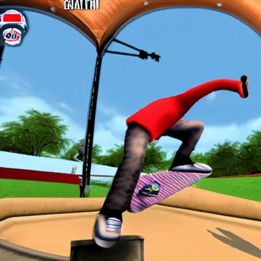 Prompt: tony hawk's pro balloon animal skateboarding for playstation 2, screenshot video game