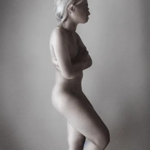 Image similar to “full body portrait, silver haired beautiful young sage women”