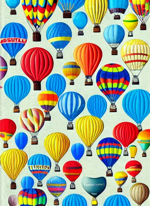 Prompt: turisk art modern poster hot air balloons