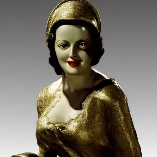 Prompt: antique sculpture of hedy lamarr, she is smiling