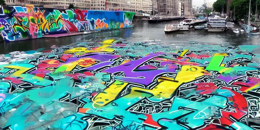 Prompt: “graffiti on water”