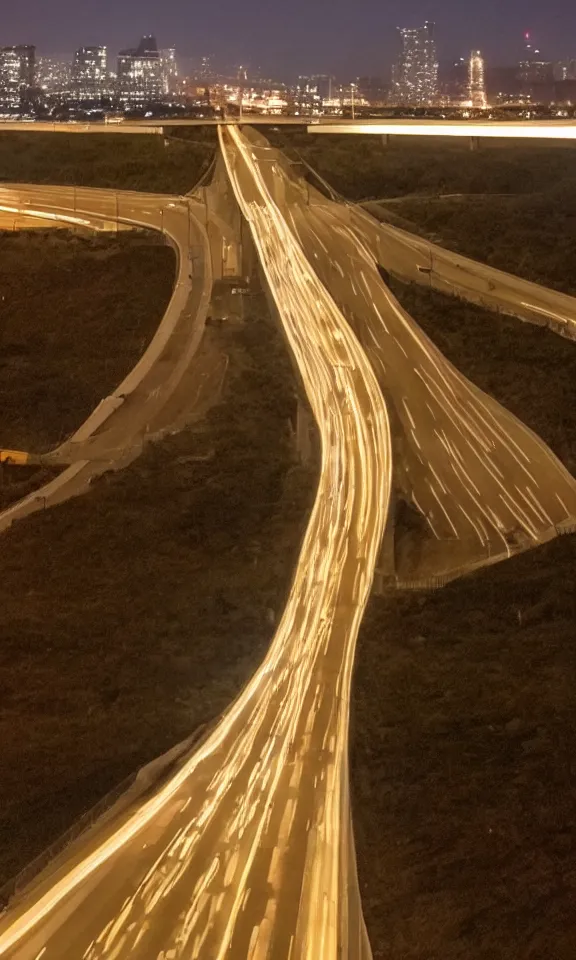 Image similar to a single long highway at night