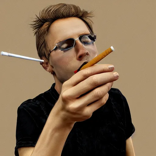 Image similar to cigarette in hand, hyper realistic