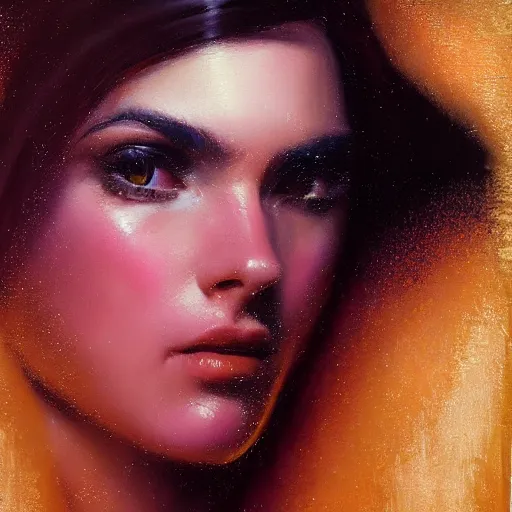 Image similar to detailed face of a woman clothed wrapped in textiles, lush, opulent, fauna, utopian, tech noir, wet reflections, prism, atmospheric, ambient, pj crook, syd mead, livia prima, artgerm, greg rutkowski, nick alm, casey baugh