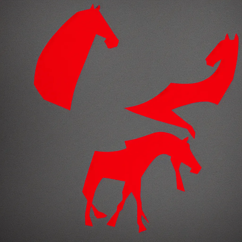 Prompt: logo of a horse, modern, angular, aggressive, stylized, classic, red, black, pictoral mark. iconic logo symbol