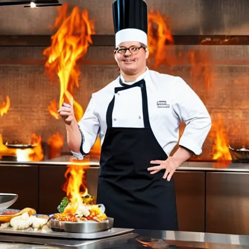 Image similar to anthropomorphic cats chef competing at the Masterchef TV show, studio shot