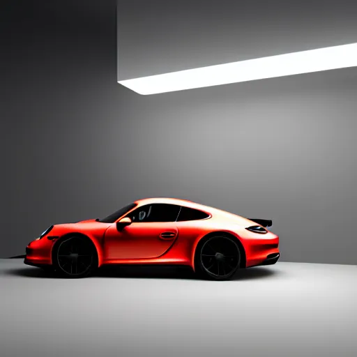 Image similar to Porsche designed by Apple, studio light, octane render