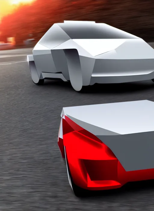 Prompt: clear photorealistic picture of a cube shaped car