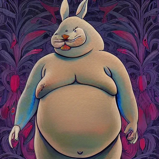 Prompt: beautiful epic painting of Big Chungus, by james jean