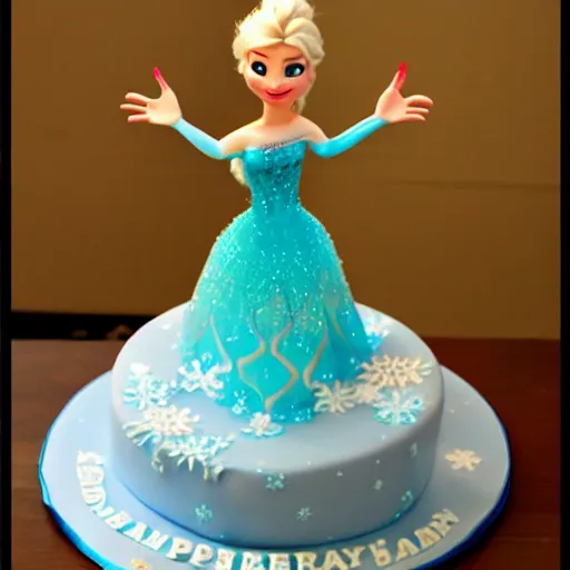 Prompt: elsa birthday cake