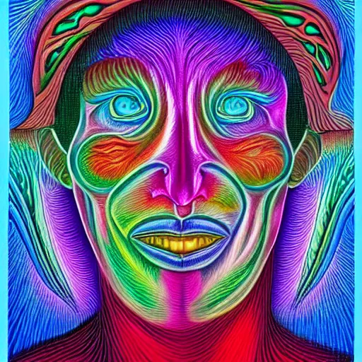 Image similar to Sneeze in the art style of Alex Grey,