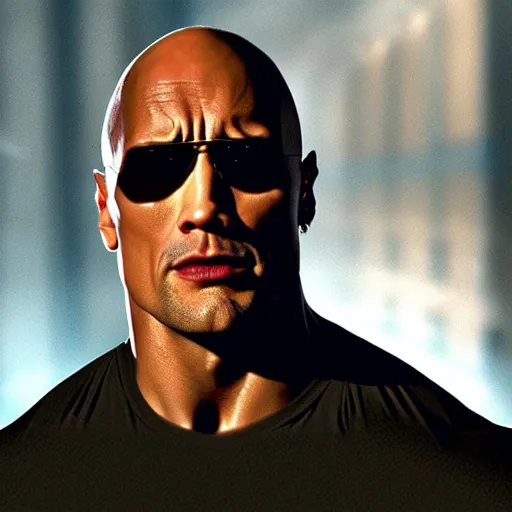 Prompt: Dwayne Johnson in the matrix movie 4K quality